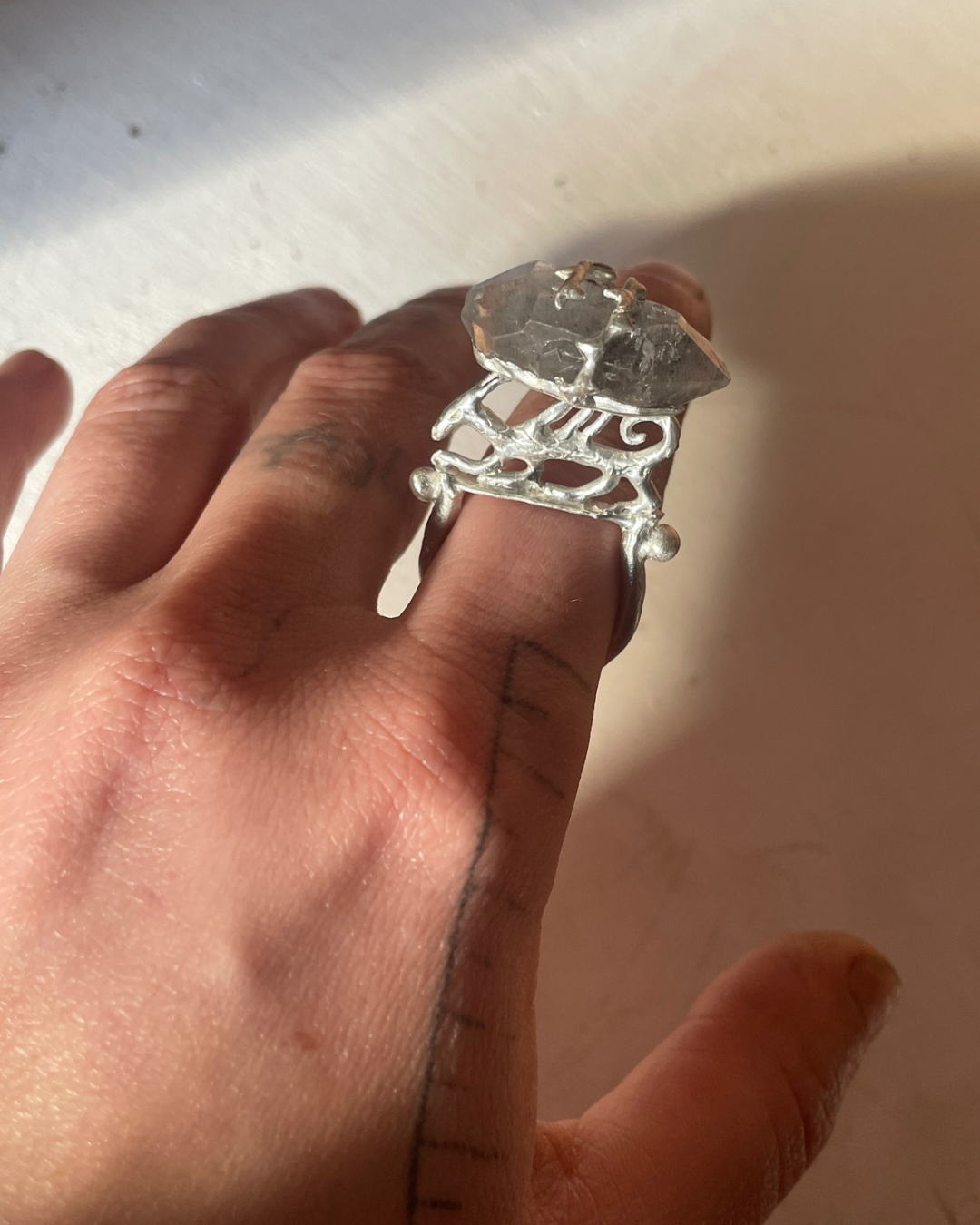 dragon and quartz earthen ring