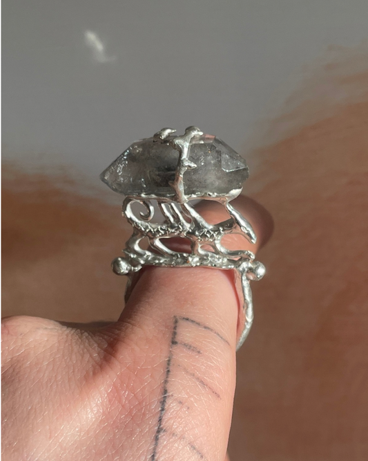 dragon and quartz earthen ring