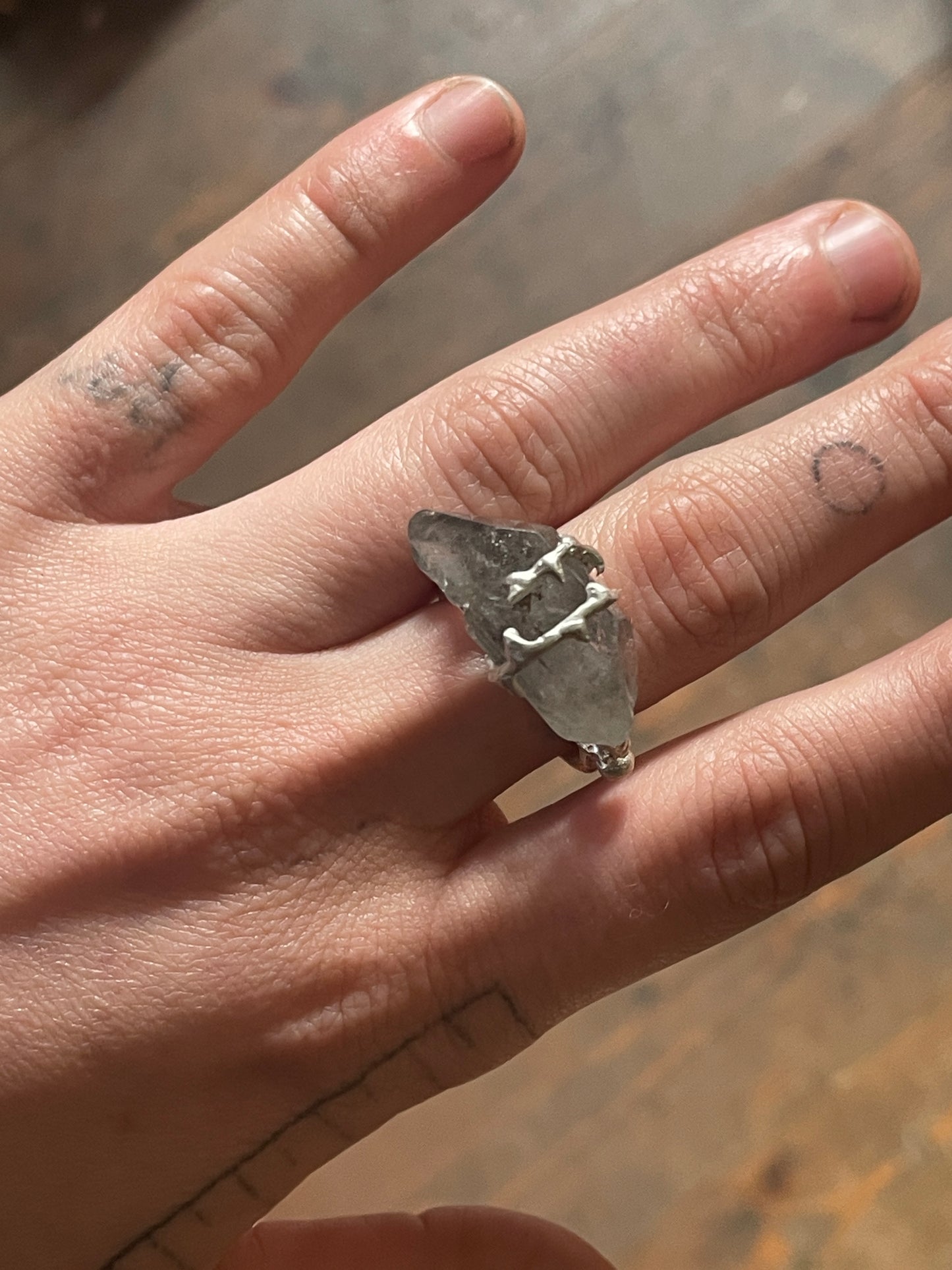 dragon and quartz earthen ring