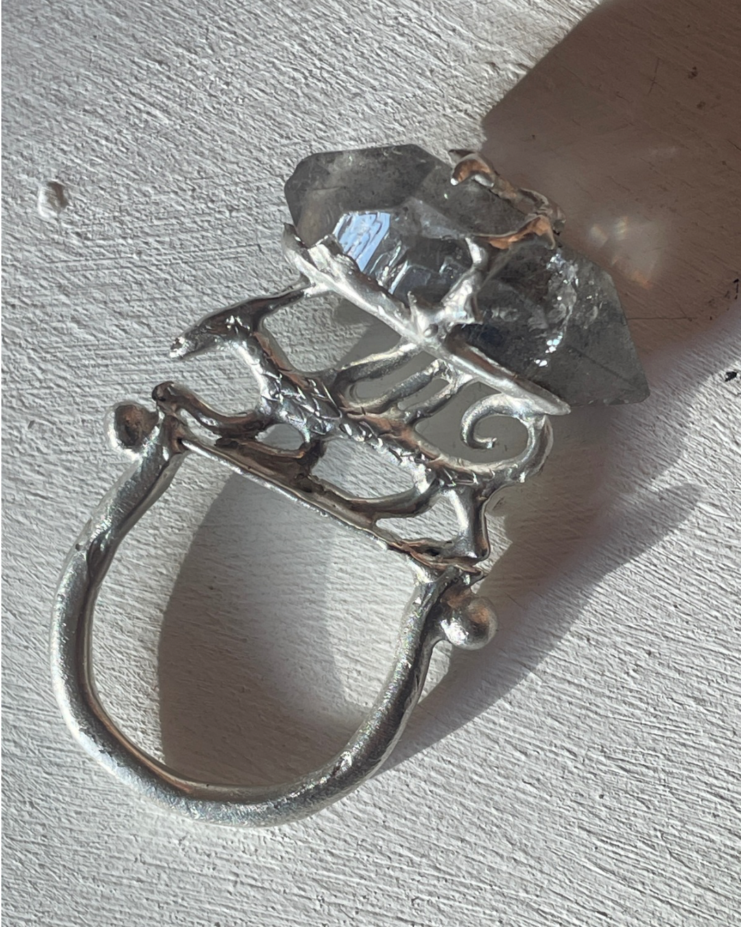 dragon and quartz earthen ring