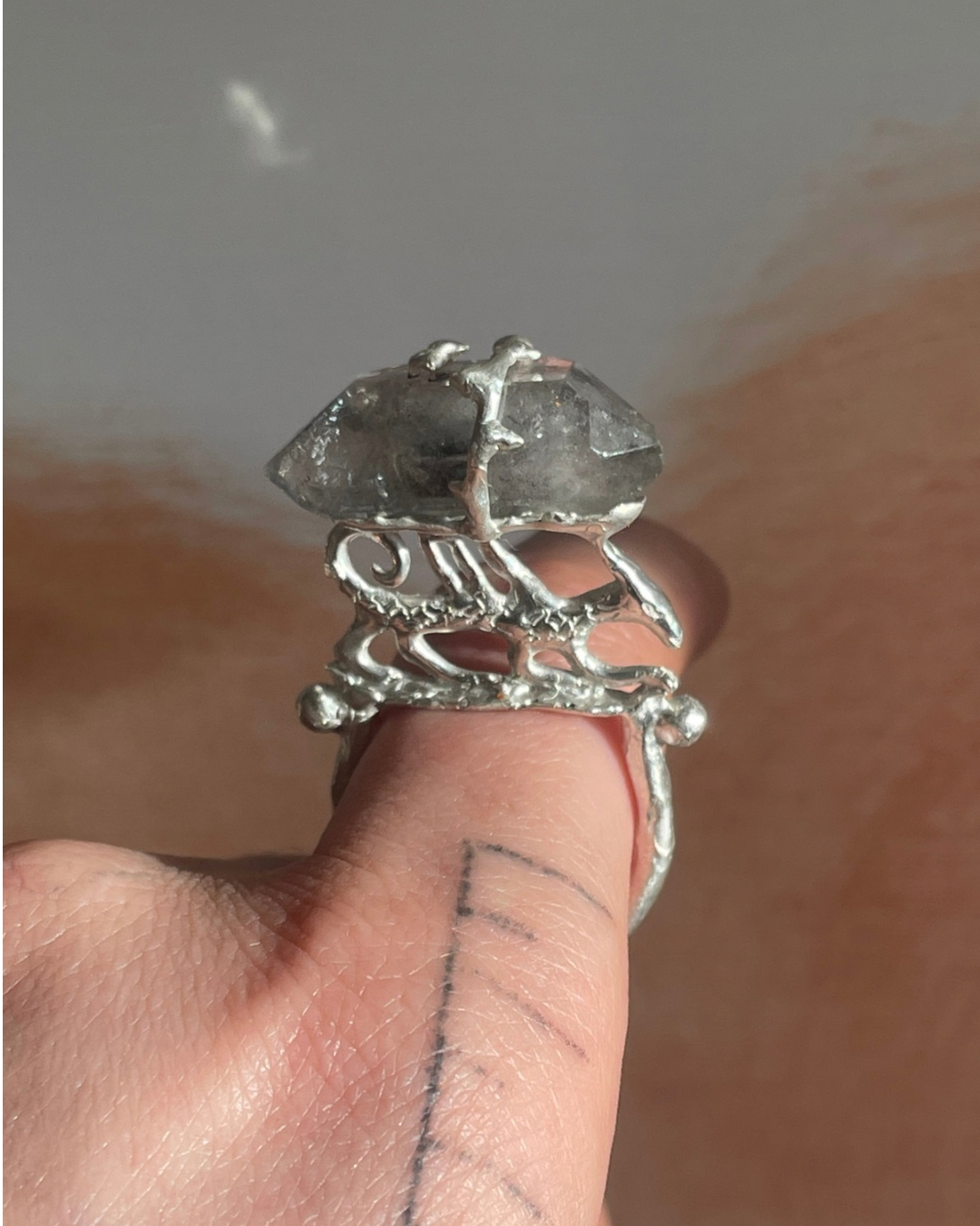 dragon and quartz earthen ring
